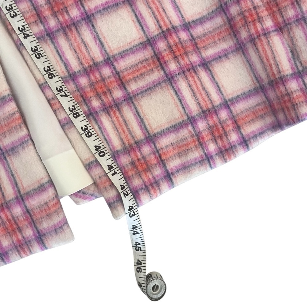 Vintage 1950s Louis Goldstein Plaid Pink Women's Wool Dress Coat Medium - Picture 12 of 16